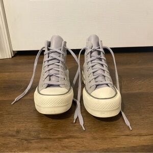 Converse High-Top Sneakers in Light Gray and White